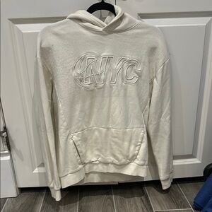 White NYC Embroidered Hoodie